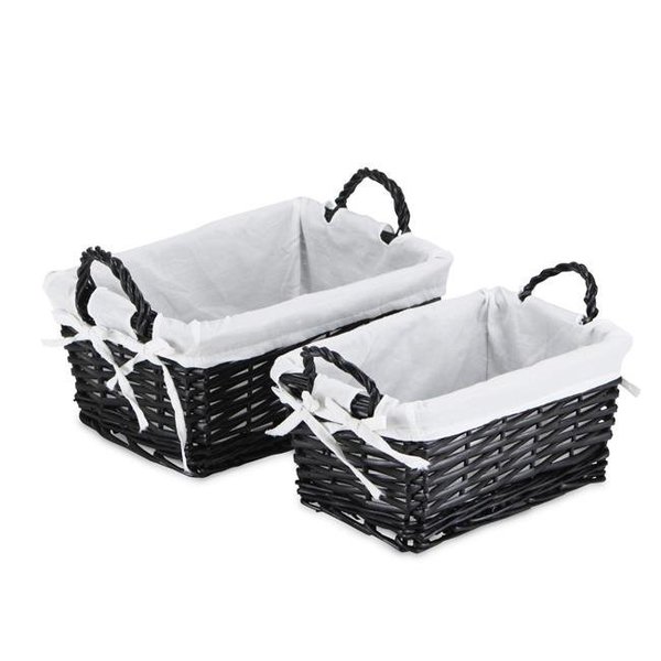 Cheungs Cheungs UW-9750-2BKL Willow Rectangular Storage with Liner; Black - Set of 2 UW-9750-2BKL